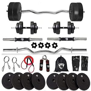 BULLAR Home Gym Set (8-30) kg Home Gym Combo Curl Rwith od and Pair of Dumbbell Rods Gym Equipment for Men and Exercise Accessories for Fitness. (30 kg Home Gym Set)