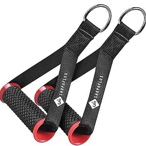 Shopoflux® Heavy Duty Handles with Solid ABS Cores and Welded D-Rings for Gym Machine, Resistance Band, Cable Machines (1 Pair) (Red)