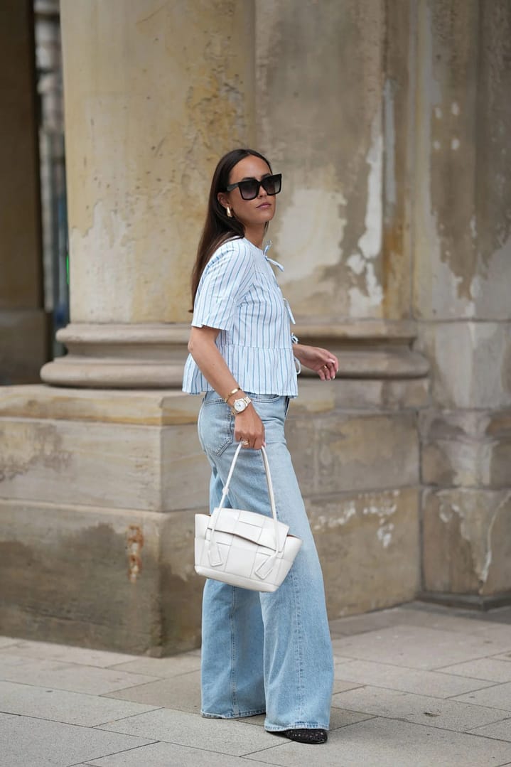 Ballerina Flats With Baggy Jeans and a Romantic Blouse Is the Outfit Combination We’ll Be Wearing All Summer Long